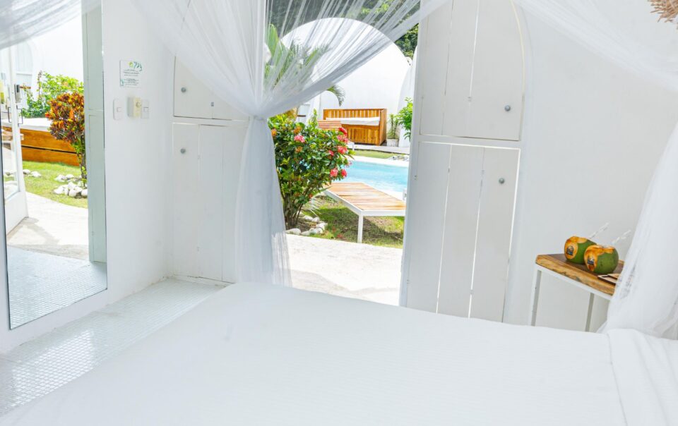 Igloo-shaped cabin exterior at Igloo Beach Lodge, a beachfront hotel in Manuel Antonio, Costa Rica